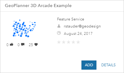 GeoPlanner 3D Arcade Example Item Card